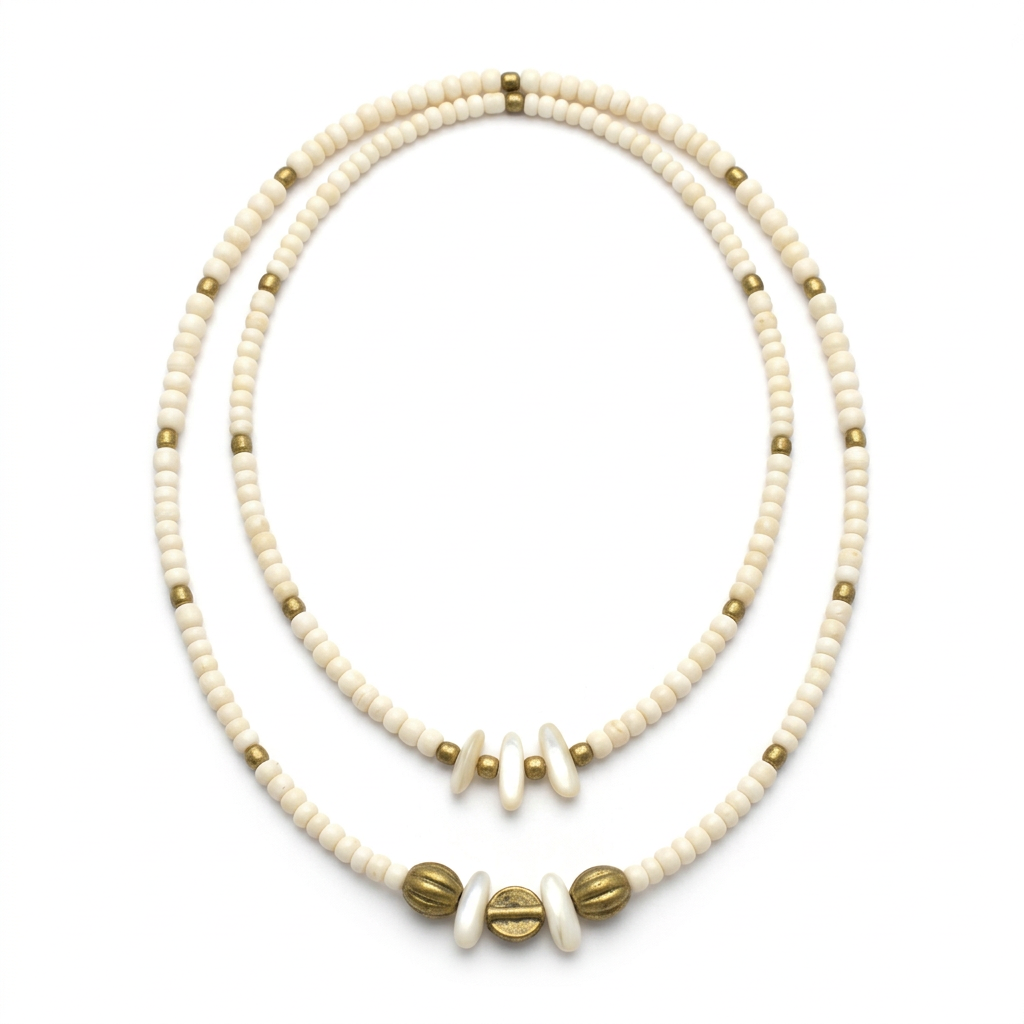 Colar Florença de howlite e bronze, em fundo branco