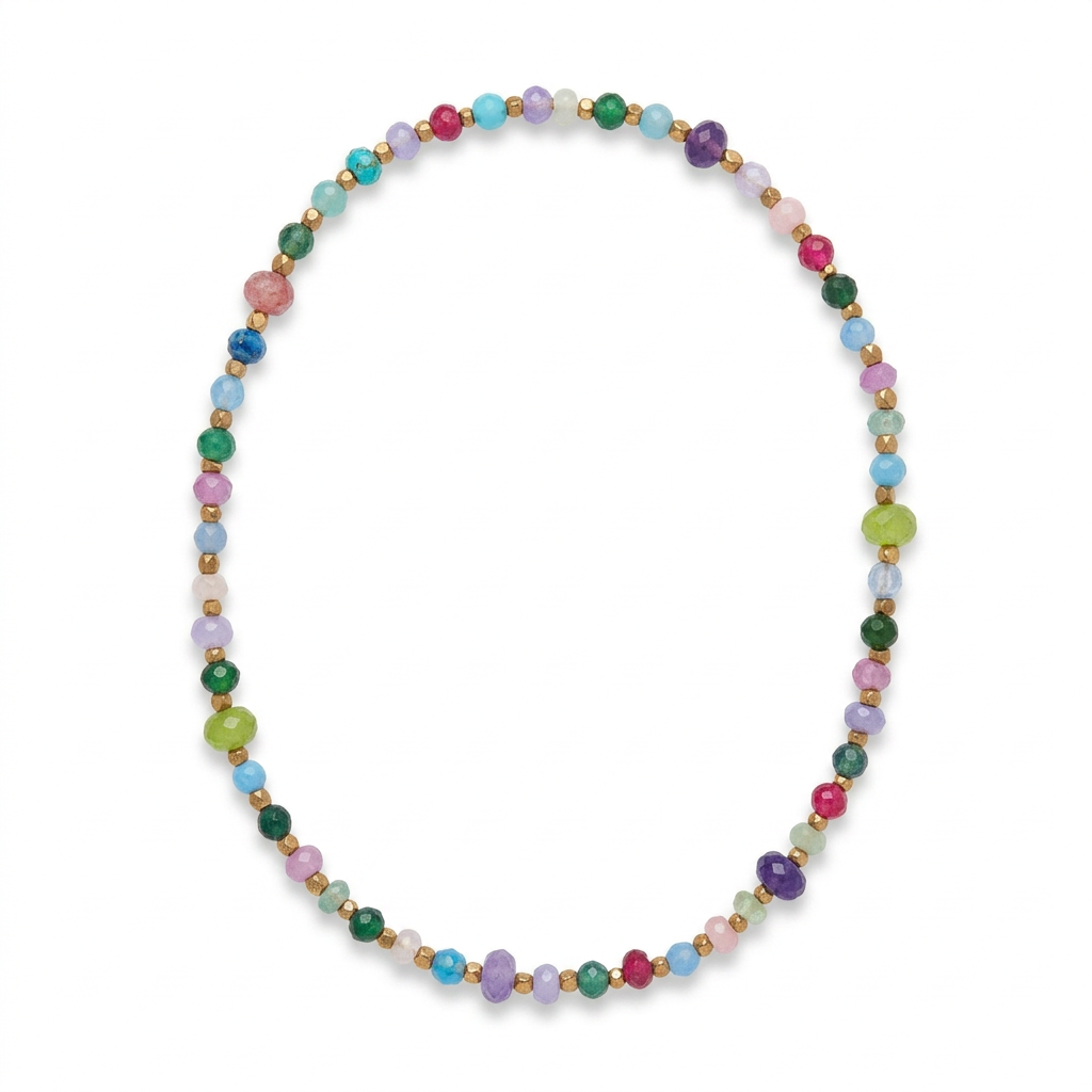 Colar Multi Colori de ágatas, em fundo branco