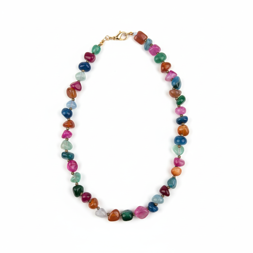 Colar Rainbow de ágatas, em fundo branco