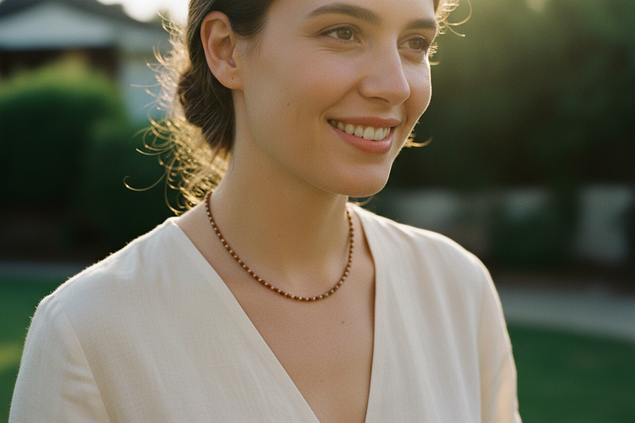 Colar Zen Terra Quente em modelo