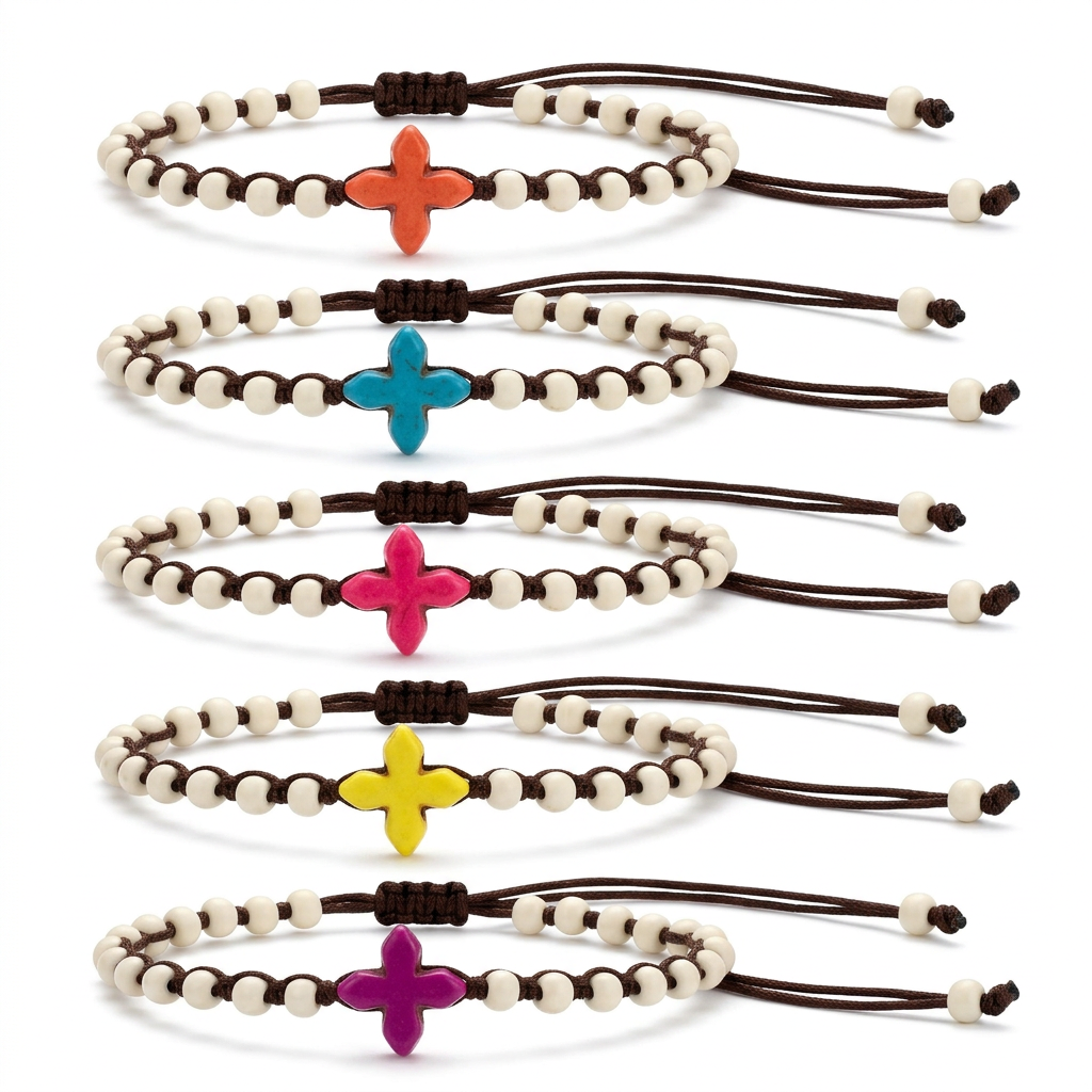 Pulseira Summer de howlite, várias cores, em fundo branco